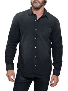 Рубашка на пуговицах из стираного льна в винтажном стиле Stitch&apos;S Jeans, черный