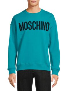 Толстовка с заниженными плечами и логотипом Moschino, синий