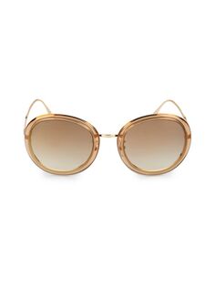 Круглые солнцезащитные очки 56MM Longines, цвет Light Brown