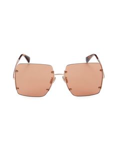 Квадратные солнцезащитные очки 60 мм Max Mara, цвет Light Brown
