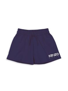 Флисовые шорты с логотипом для маленьких девочек и девочек Kenzo, синий