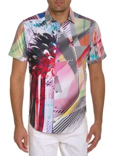 Чечевицеобразная тканая рубашка с короткими рукавами Robert Graham, цвет Multi