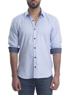 Однотонная рубашка с изогнутым подолом Jared Lang, темно-синий