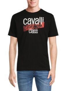 Футболка с логотипом и графическим рисунком Cavalli Class, черный