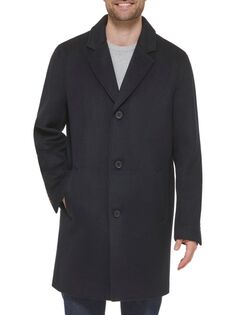 Пальто из смесовой шерсти с вырезом на воротнике Cole Haan, темно-синий