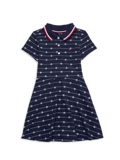 Платье-поло с монограммой для маленькой девочки Tommy Hilfiger, темно-синий