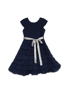 Платье трапециевидной формы Audrey для маленьких девочек и девочек Joe-Ella, темно-синий