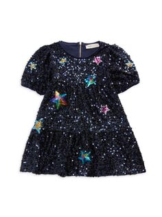 Платье с пайетками для маленькой девочки Baby Sara, темно-синий