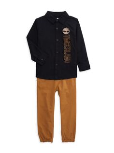 Комплект из двух предметов: рубашка и брюки на пуговицах для маленького мальчика Timberland, цвет Navy Tan