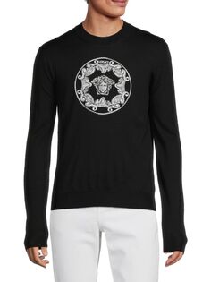 Шерстяной свитер с Медузой Versace, черный