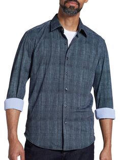 Рубашка на пуговицах с контрастными манжетами Pino By Pinoporte, темно-синий
