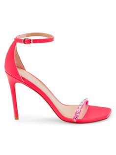 Кожаные сандалии с отделкой Nudistcurve Stuart Weitzman, цвет Neon Pink