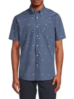 Рубашка с воротником на пуговицах и принтом Brooks Brothers, темно-синий