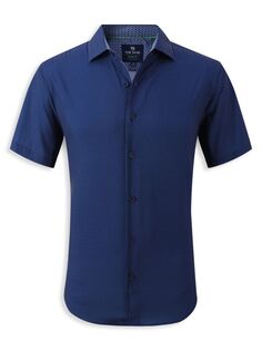Рубашка с короткими рукавами приталенного кроя и геометрическим принтом Tom Baine, темно-синий