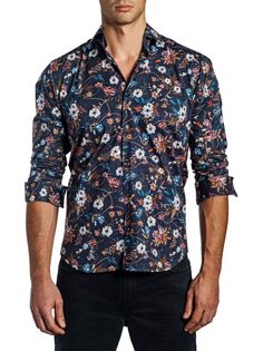 Рубашка с цветочным принтом Jared Lang, темно-синий