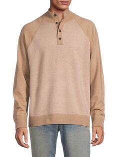 Толстовка Henley из смесовой шерсти с воротником-стойкой Vince, цвет New Camel