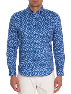 Спортивная рубашка Auburndale с узором «гусиные лапки» Robert Graham, темно-синий