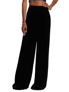 Широкие бархатные брюки Veronica Ulla Johnson, цвет Noir