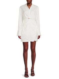 Мини-платье из льняной смеси Frame, цвет Off White