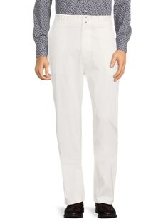 Однотонные брюки с плоской передней частью Ferragamo, цвет Off White