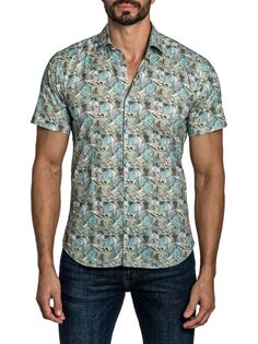 Тропическая рубашка на пуговицах Jared Lang, цвет Off White Multi