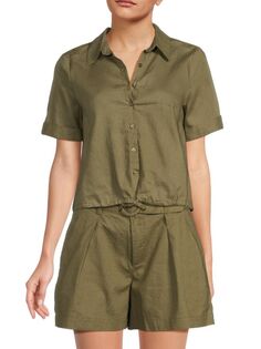 Рубашка Cinch Camp из льна и хлопка Saks Fifth Avenue, цвет Olive