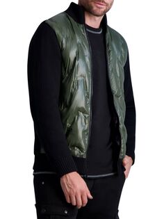 Стеганая куртка-пуховик с цветными блоками Karl Lagerfeld Paris, цвет Olive Black