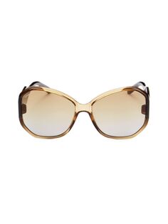 Солнцезащитные очки-бабочки 61MM Ferragamo, хаки
