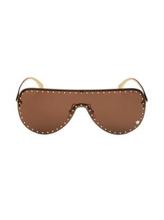 Солнцезащитные очки Shield с заклепками 65MM Versace, цвет Pale Gold