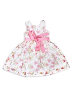 Платье А-силуэта из органзы с цветочным принтом для маленьких девочек и девочек Joe-Ella, цвет Pastel Pink