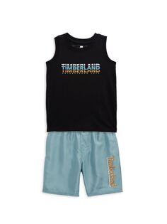 Комплект из двух предметов: майка с логотипом и шорты для плавания для маленького мальчика Timberland, цвет Assorted