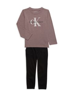Комплект из двух предметов: футболка и брюки с логотипом для маленького мальчика Calvin Klein, цвет Assorted