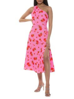 Расклешенное платье миди на одно плечо Fay Alexia Admor, цвет Pink Floral