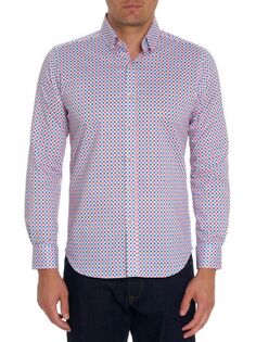 Атласная рубашка на пуговицах Bellview Robert Graham, цвет Pink Multi