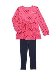 Комплект из двух предметов: платье и леггинсы для девочки Tommy Hilfiger, цвет Pink Multi