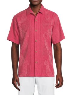 Шелковая рубашка с цветочным принтом Bali Border Tommy Bahama, цвет Pink Papaya