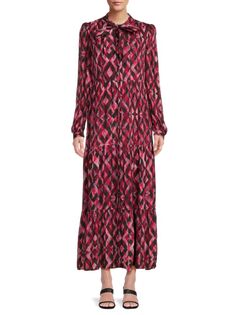Платье макси с геометрическим узором и завязкой на шее Khloe Marie Oliver, цвет Pink Multicolor