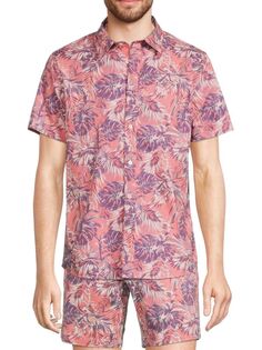 Рубашка с тропическим принтом Slate &amp; Stone, цвет Pink Multi