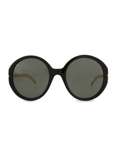 Овальные солнцезащитные очки 56MM на цепочке Gucci, цвет Black Gold