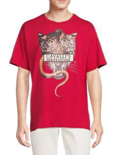 Футболка с короткими рукавами и графическим рисунком Roberto Cavalli, цвет Pompeii Red