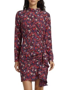 Мини-платье Louella из эластичного шелкового атласа с цветочным принтом Veronica Beard, цвет Berry Multi