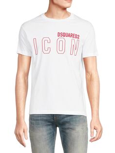 Футболка с логотипом и графическим рисунком Dsquared2, цвет Bianca