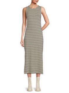 Платье миди в полоску Fiona Vero Moda, цвет Birch Stripe