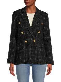 Двубортный пиджак букле Ellen Tracy, цвет Black Check