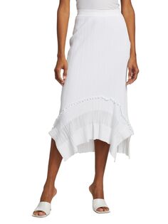 Асимметричная юбка-миди в рубчик Stella Mccartney, цвет Pure White