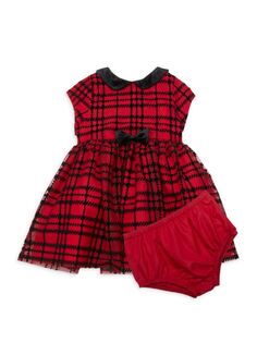 Комплект из 2 предметов в клетку с флокированным платьем и шароварами для малышки Pippa &amp; Julie, цвет Red Black