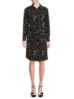 Платье-рубашка с поясом и принтом Whims Karl Lagerfeld Paris, цвет Black Gold