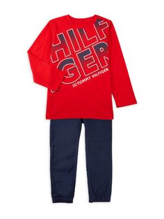 Комплект из двух предметов: футболка и штаны для маленького мальчика Tommy Hilfiger, цвет Red Blue