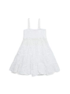 Многоярусное платье с цветочным принтом и люверсами для маленьких девочек и девочек Ranee&apos;S, белый Ranees
