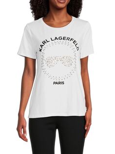 Футболка с солнцезащитными очками и украшением Karl Lagerfeld Paris, белый